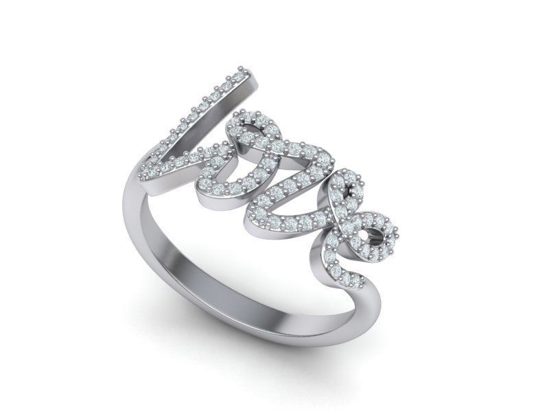 Love ring with diamonds printable model 3D print model_14
