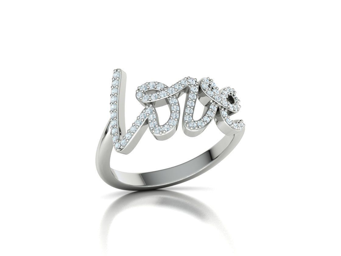 Love ring with diamonds printable model 3D print model_48