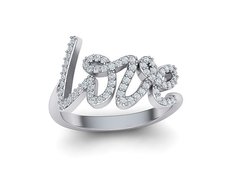 Love ring with diamonds printable model 3D print model_6