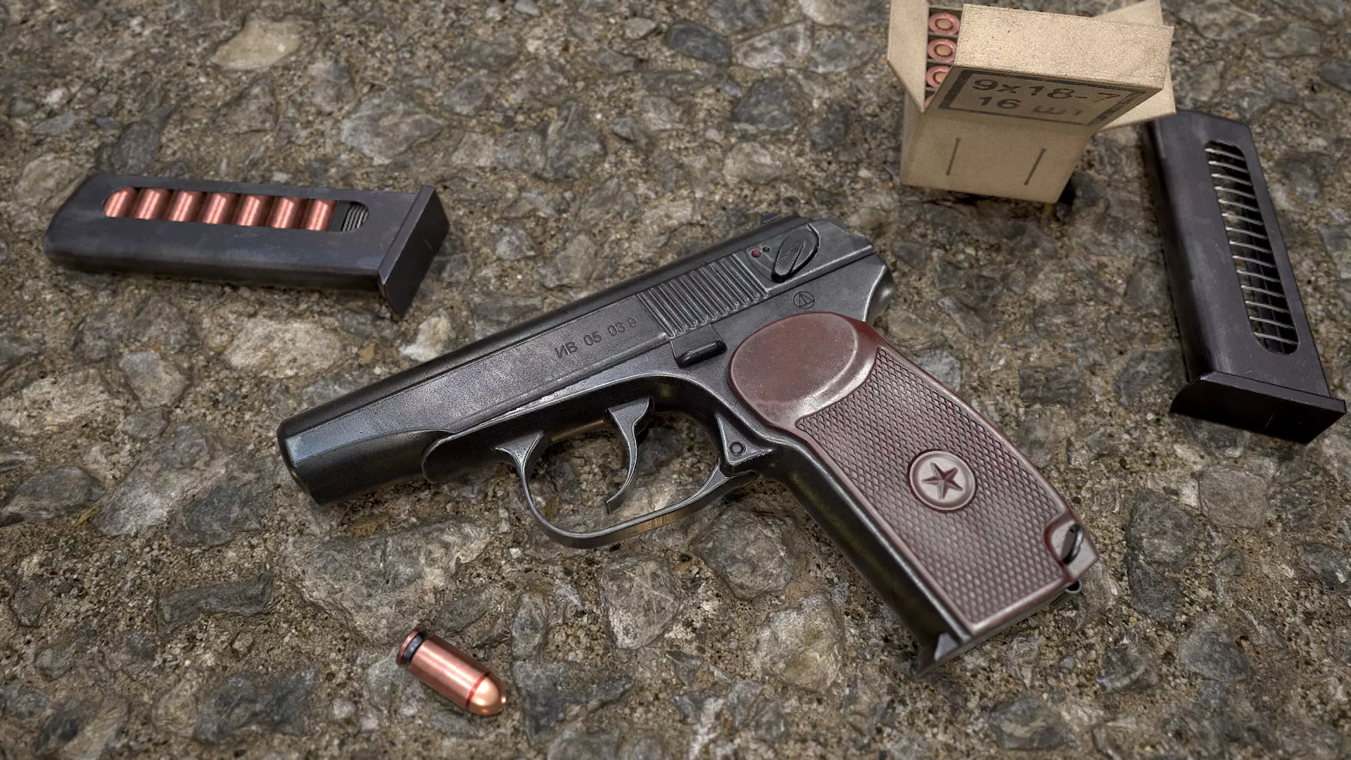 Pistol Makarov Low-poly 3D model_0