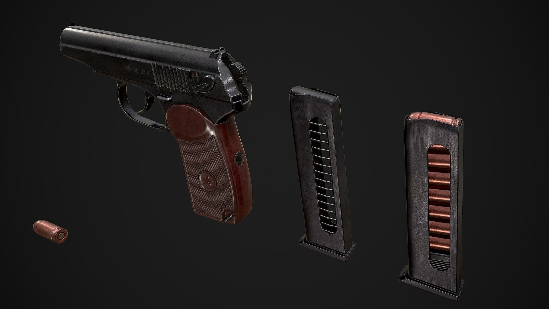 Pistol Makarov Low-poly 3D model_6