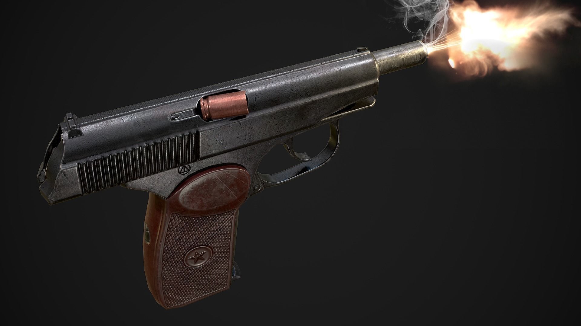 Pistol Makarov Low-poly 3D model_3