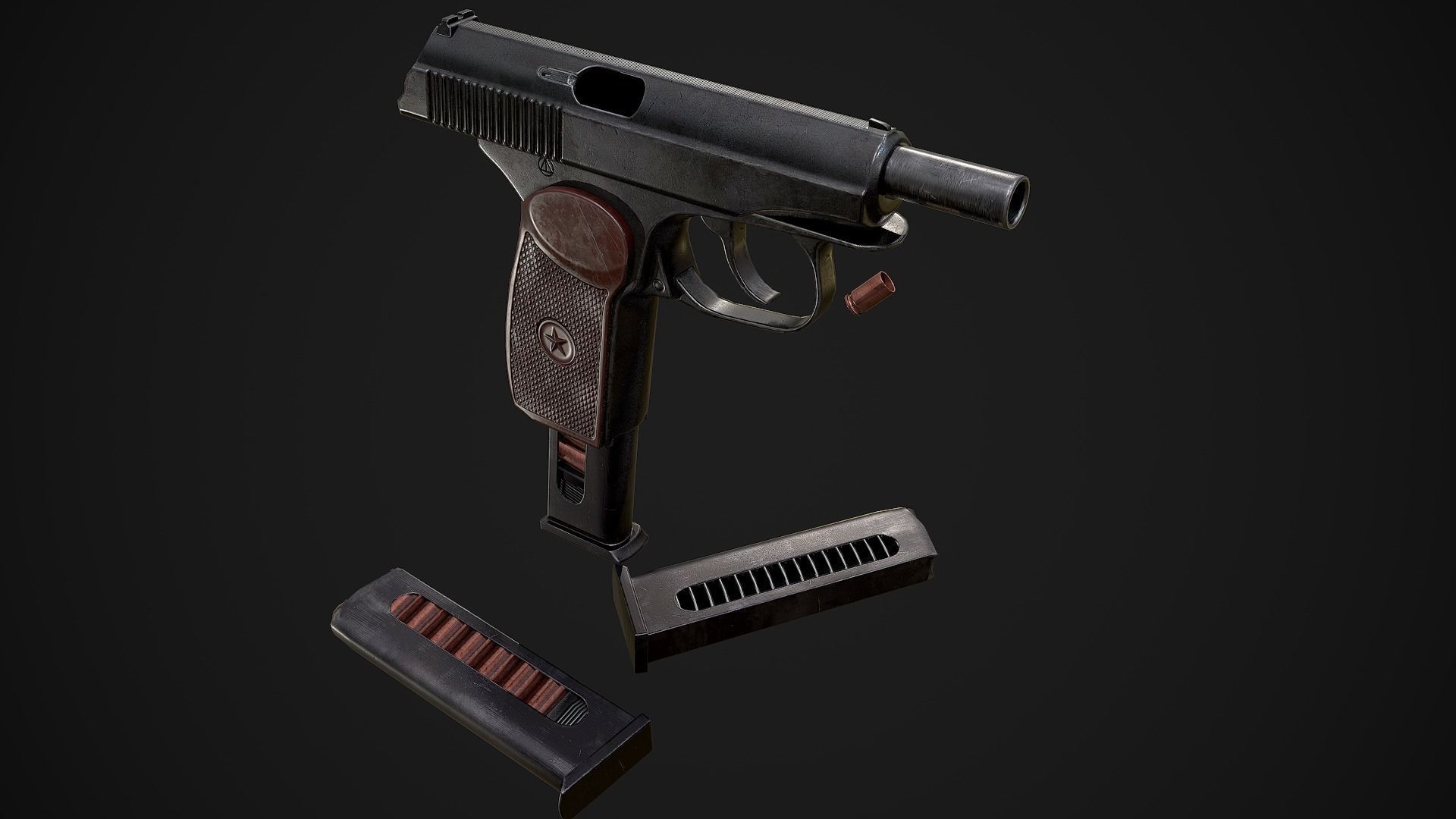 Pistol Makarov Low-poly 3D model_2