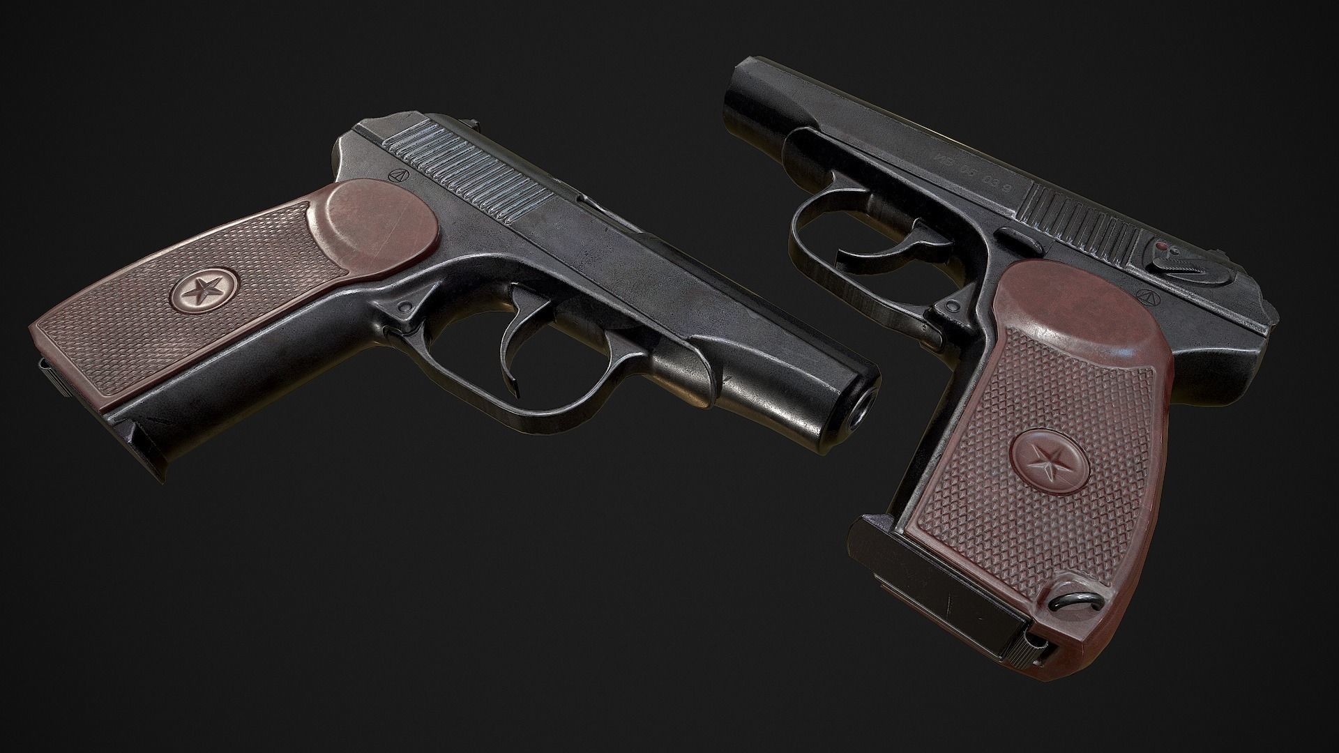 Pistol Makarov Low-poly 3D model_4