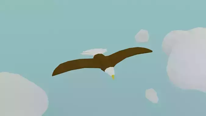 Low poly eagle origami flying in sky
