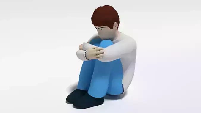 Cartoon Kid Sitting On The Floor