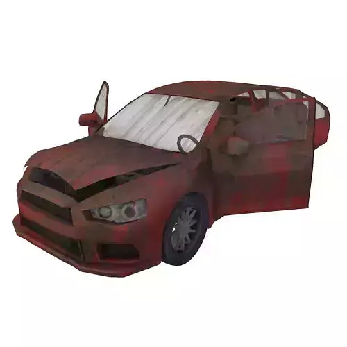 broken car post apocaliptic Low-poly 3D model
