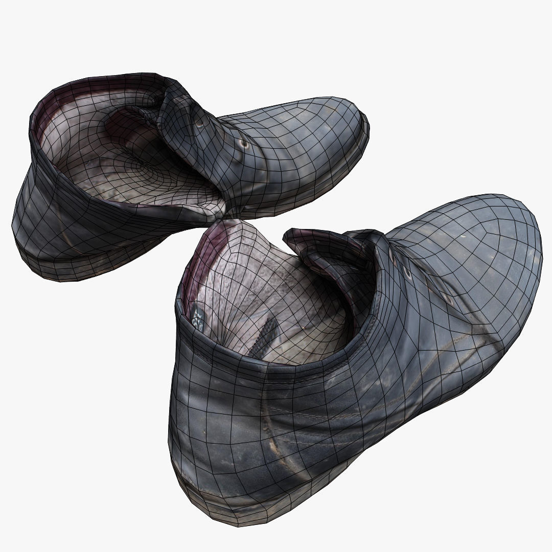 Old Shabby Shoes Low-poly 3D model_1