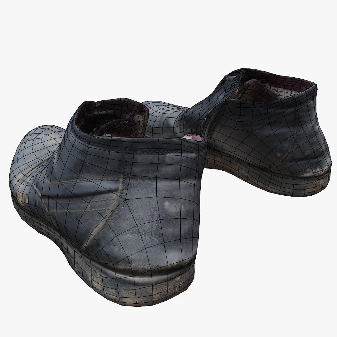 Old Shabby Shoes Low-poly 3D model_3
