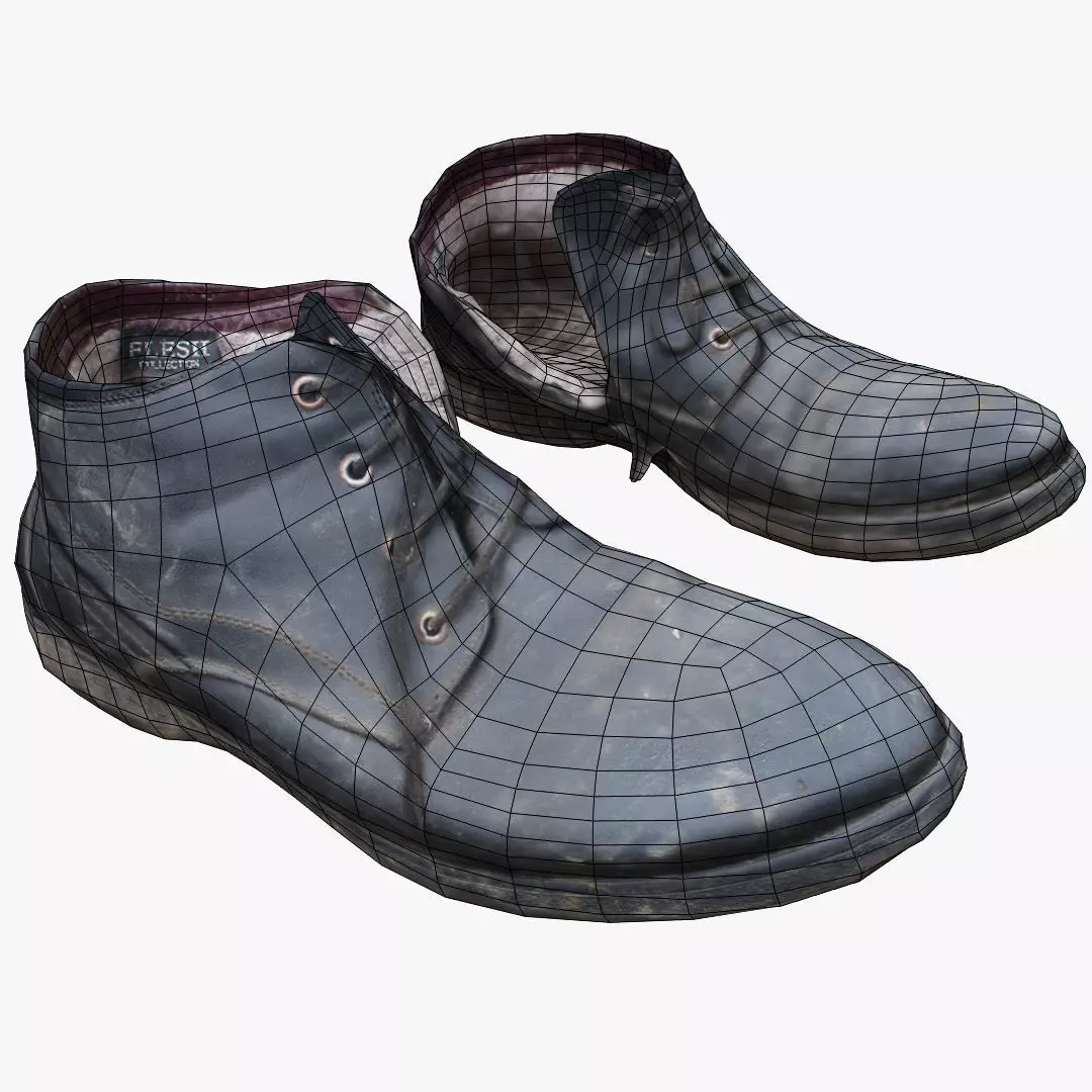 Old Shabby Shoes Low-poly 3D model_0