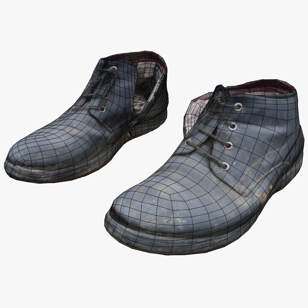 Old Shabby Shoes Low-poly 3D model_2