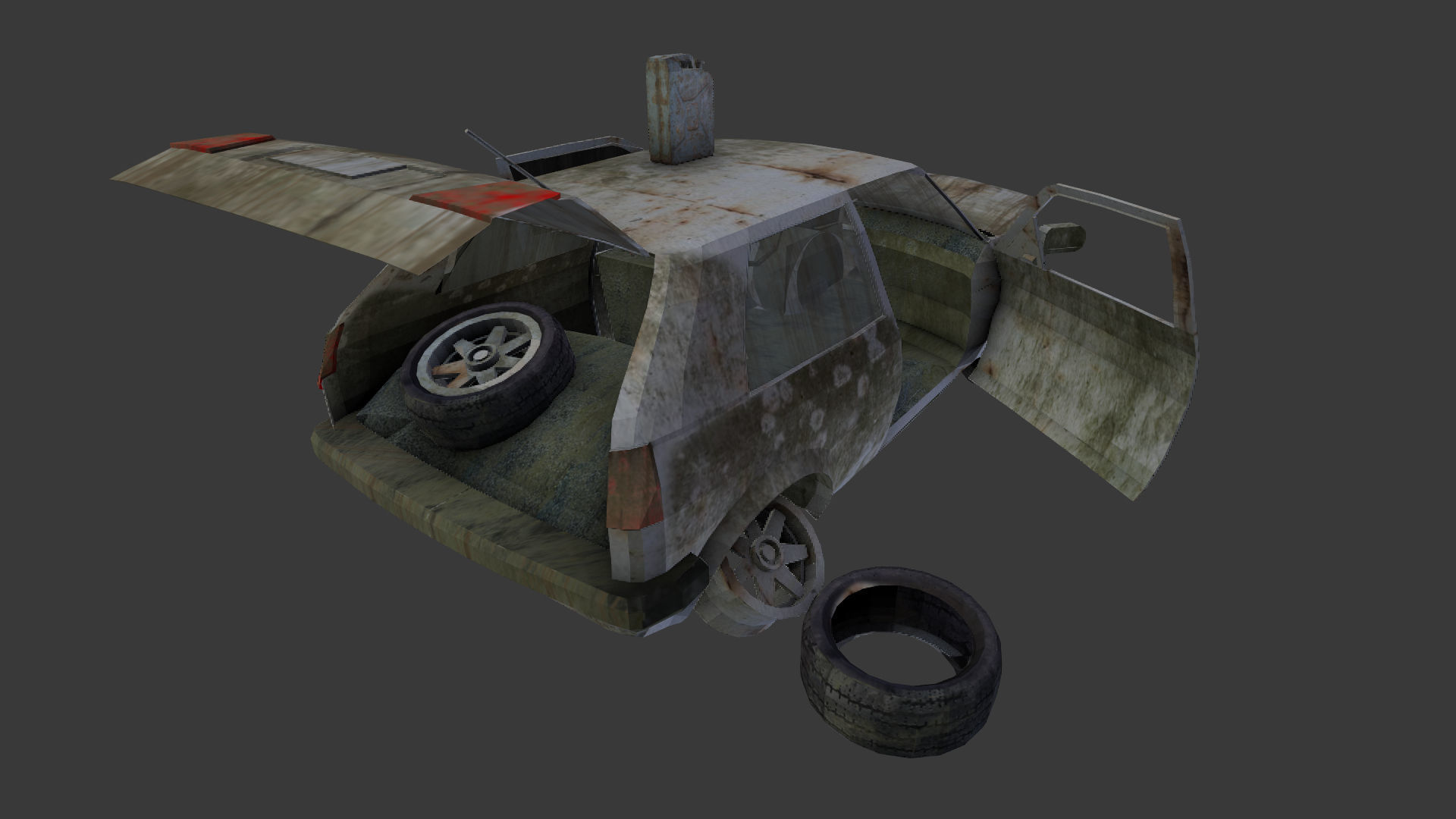 a broken car Post Apocalyptic Car Low-poly 3D model_6