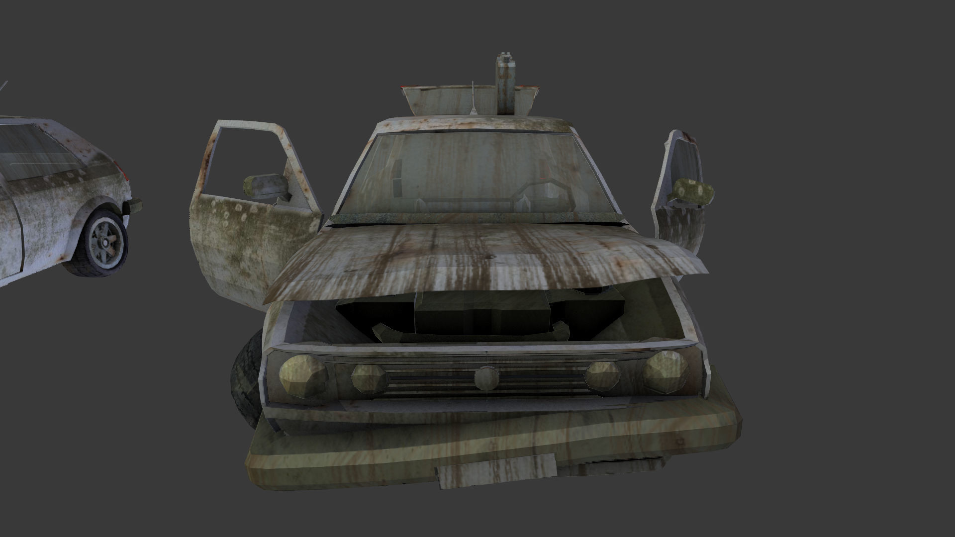 a broken car Post Apocalyptic Car Low-poly 3D model_4