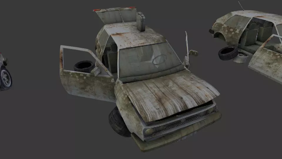 a broken car Post Apocalyptic Car Low-poly 3D model_0