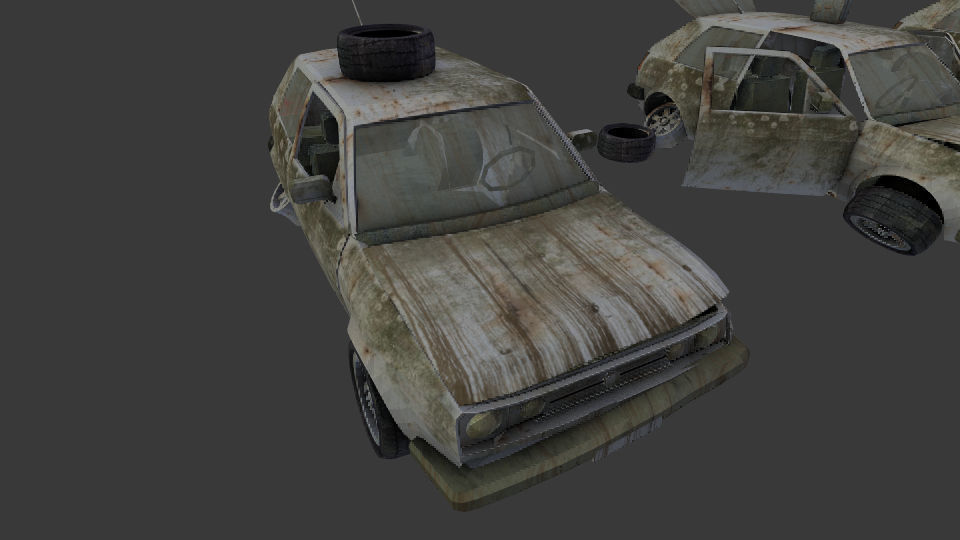 a broken car Post Apocalyptic Car Low-poly 3D model_1
