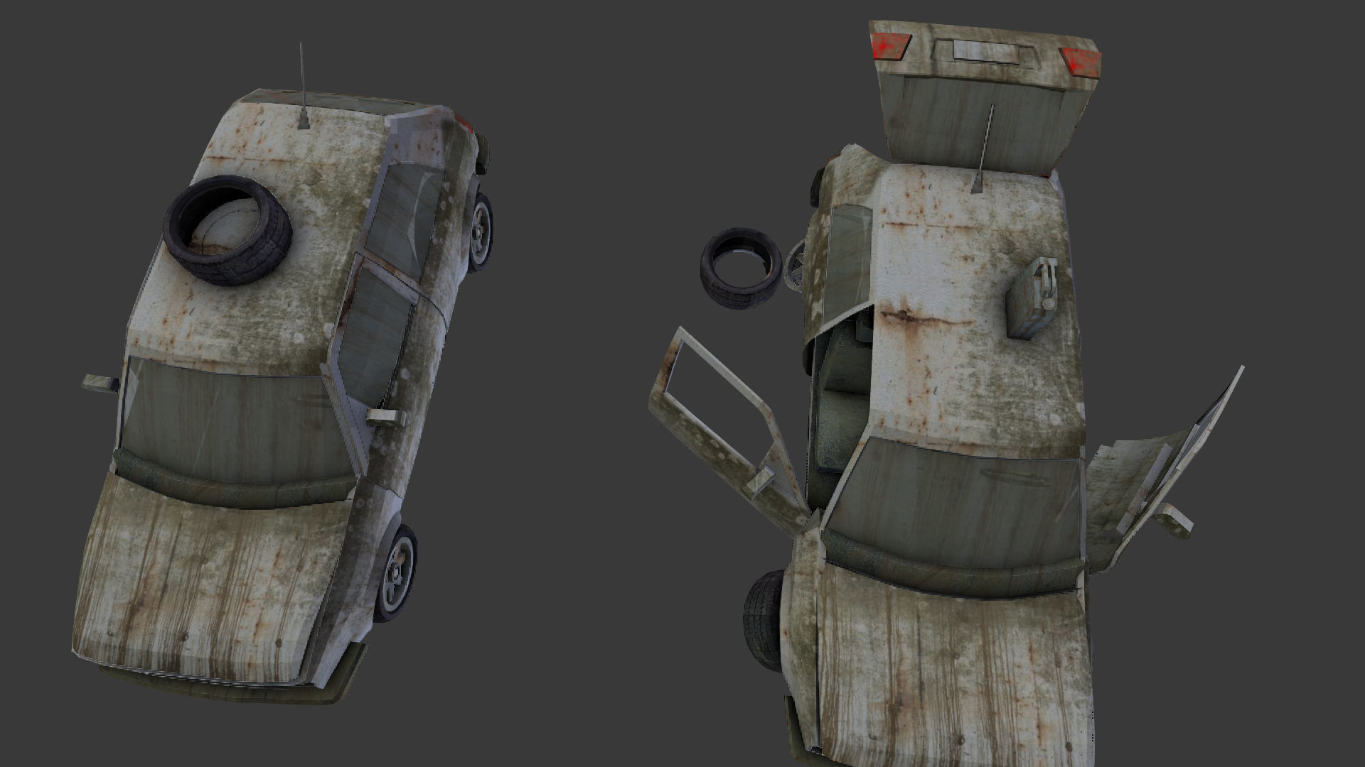 a broken car Post Apocalyptic Car Low-poly 3D model_3