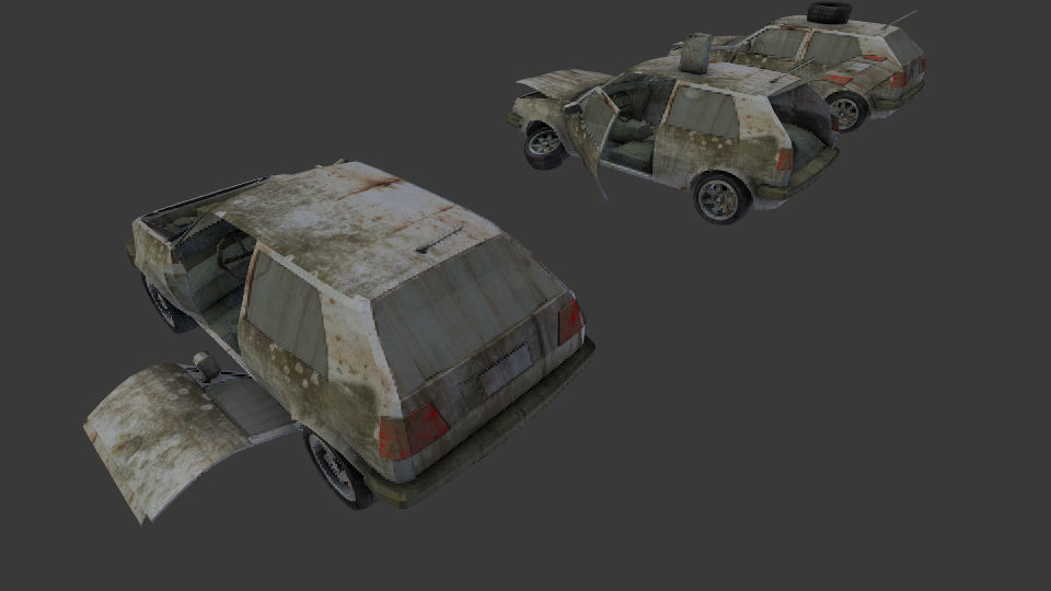 a broken car Post Apocalyptic Car Low-poly 3D model_2