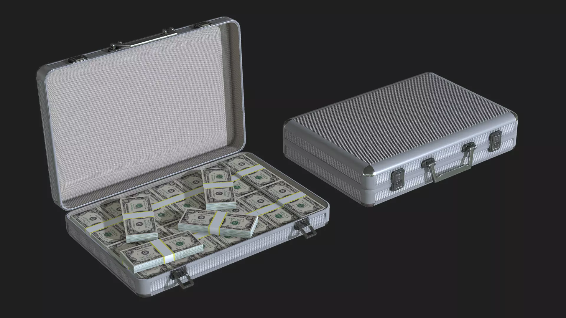 Lowpoly Money Suitcase Low-poly 3D model_0