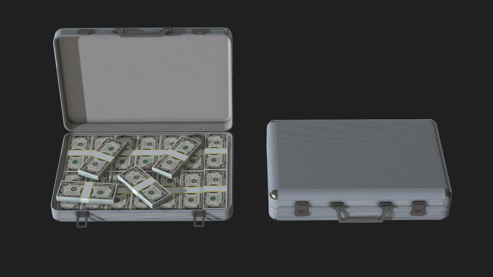 Lowpoly Money Suitcase Low-poly 3D model_3