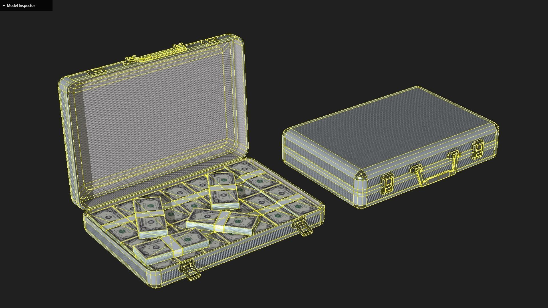 Lowpoly Money Suitcase Low-poly 3D model_4