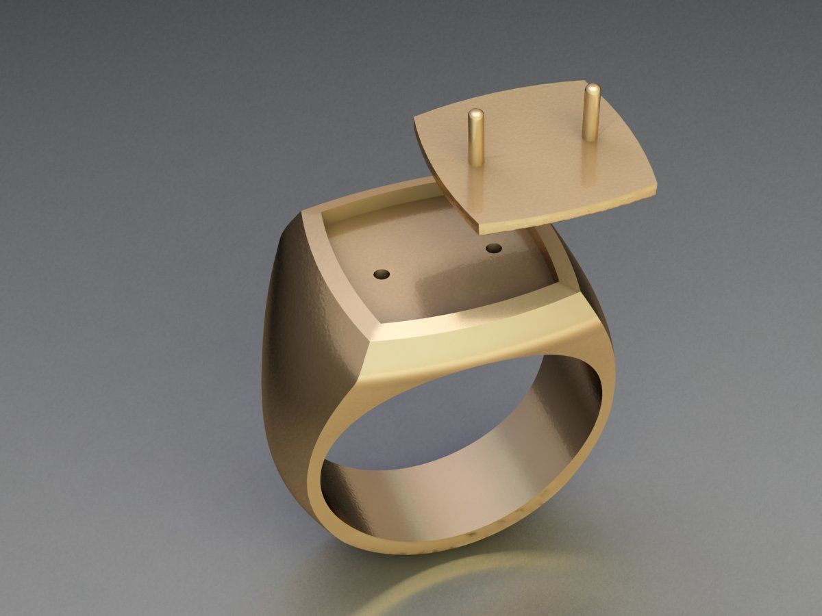 Horse Signet Solid Rings in EU Sizes 3D print model_5