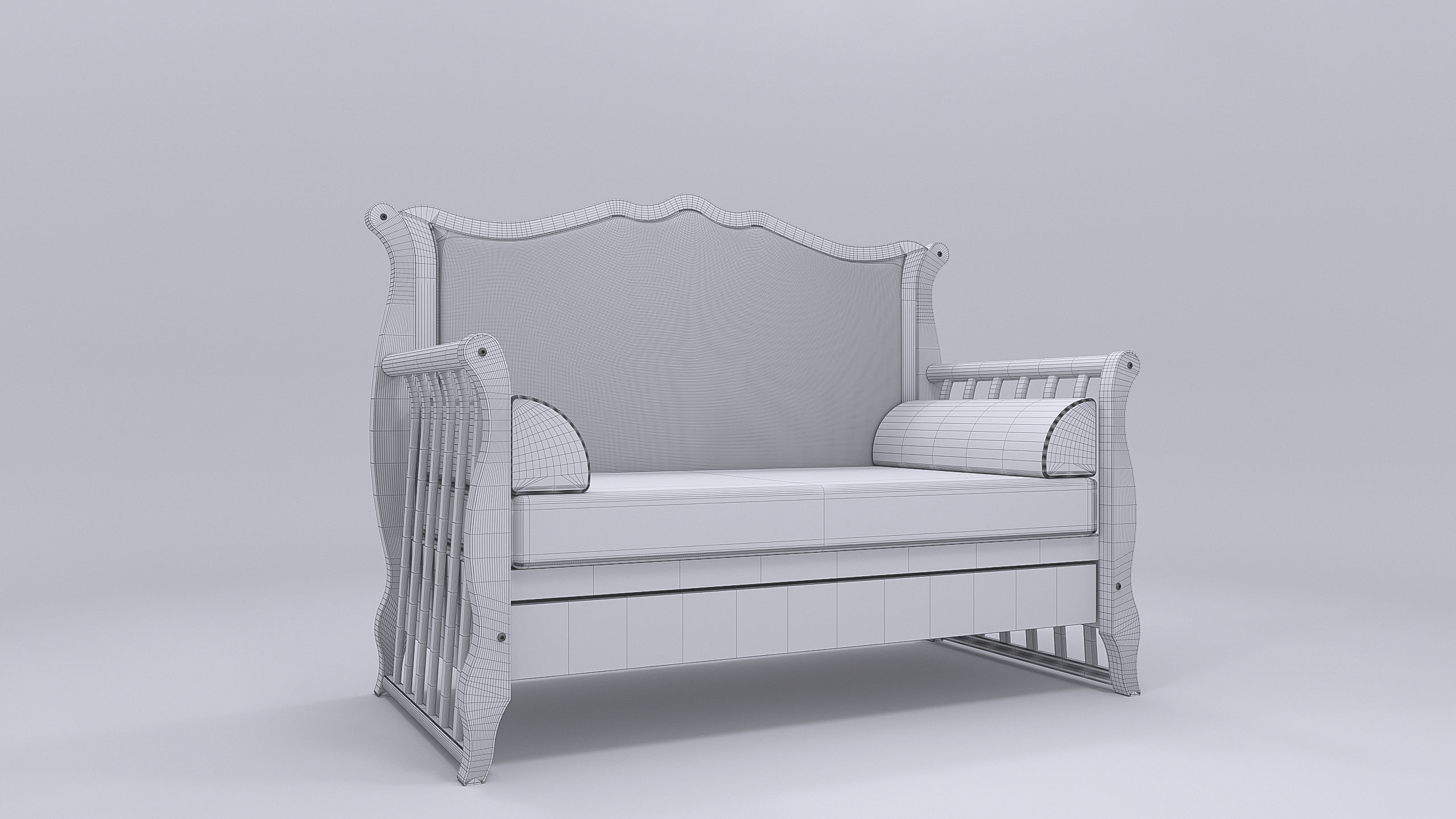 Childrens furniture set Azzurra Rinascimento antique white 3D model_9