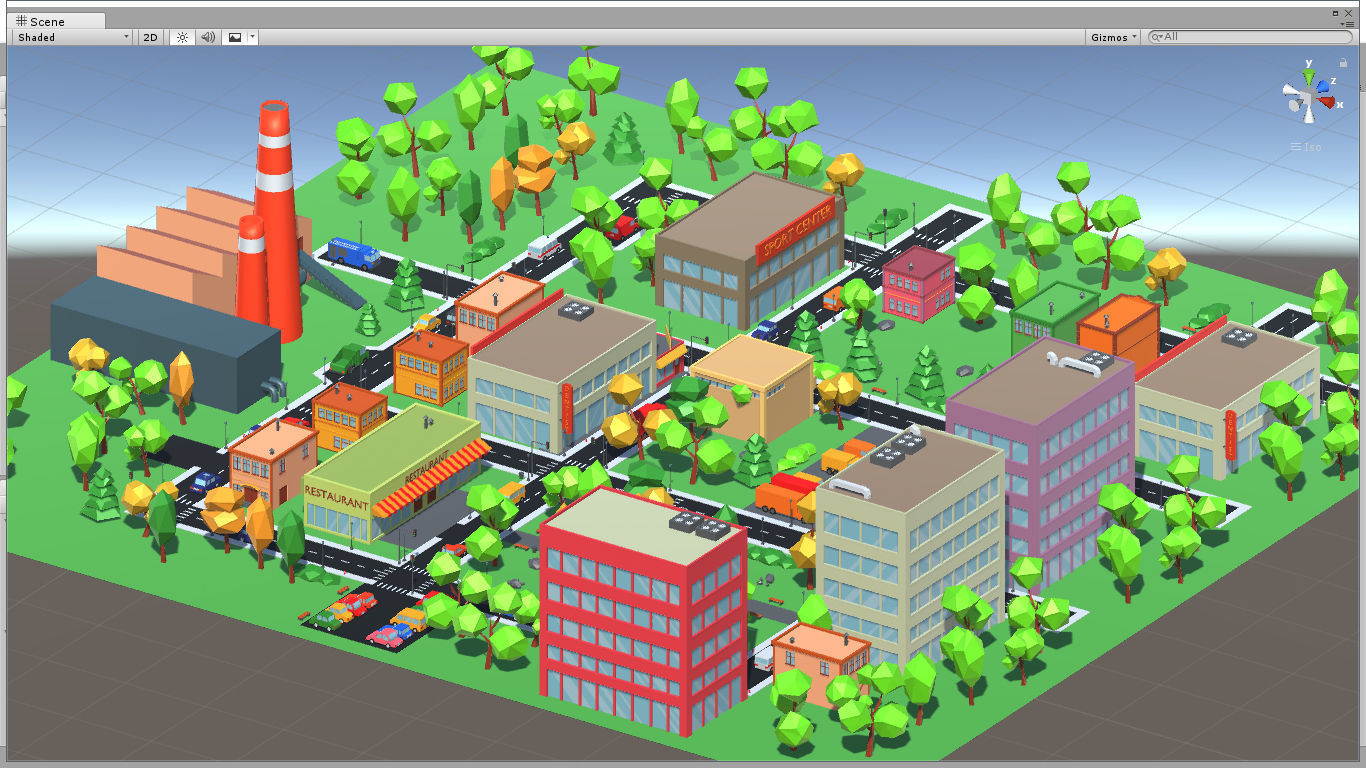 Cartoon Town pack Low-poly 3D model_1