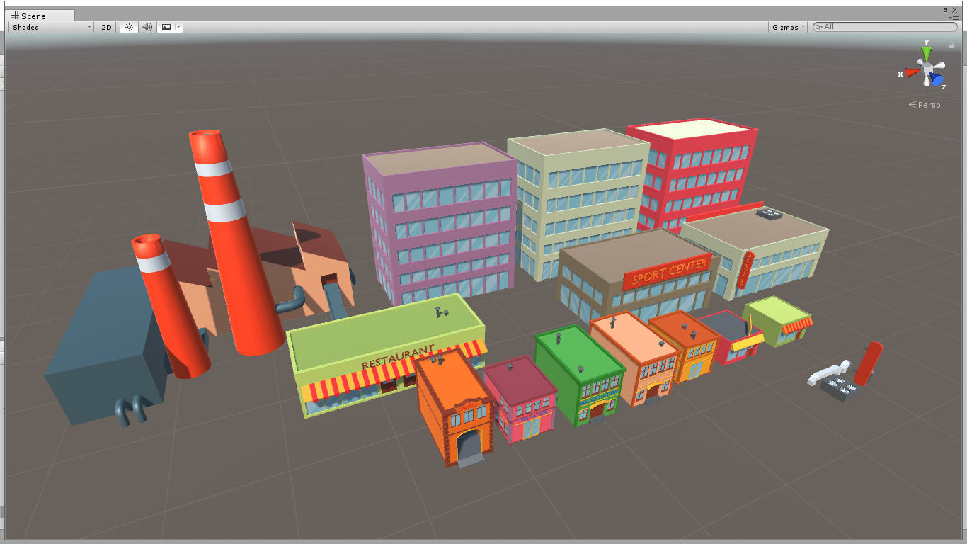 Cartoon Town pack Low-poly 3D model_7