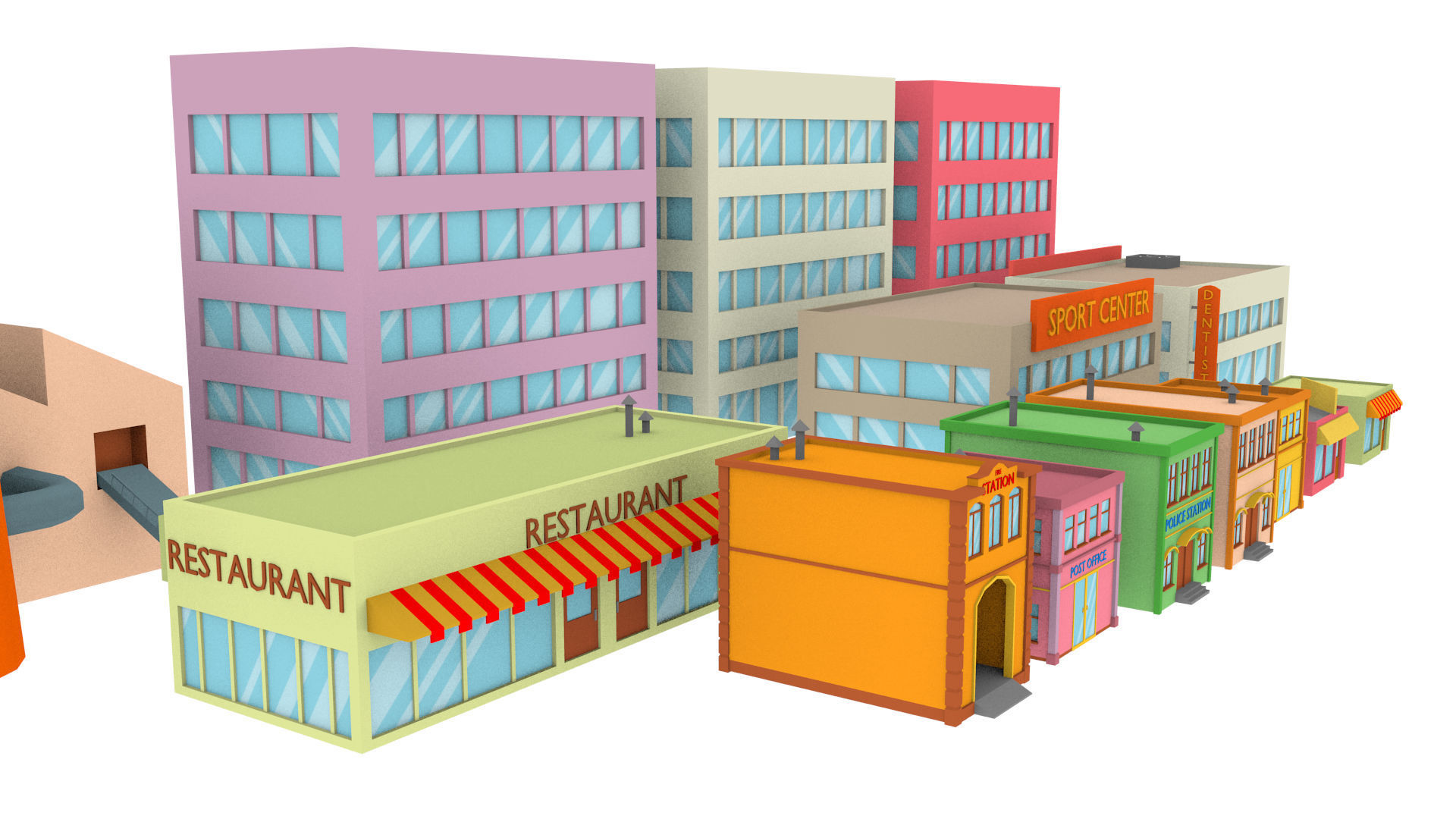 Cartoon Town pack Low-poly 3D model_19