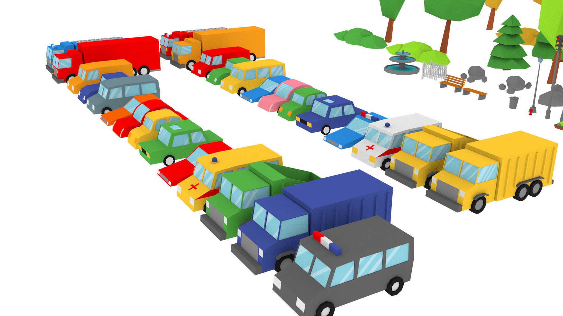 Cartoon Town pack Low-poly 3D model_26