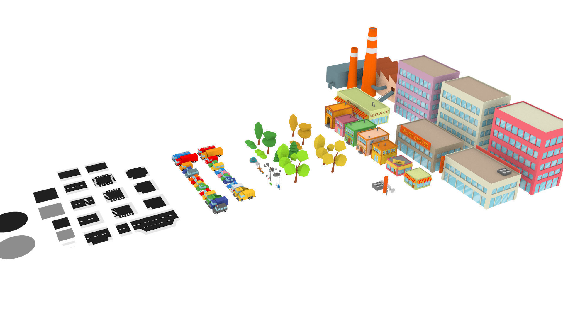 Cartoon Town pack Low-poly 3D model_20