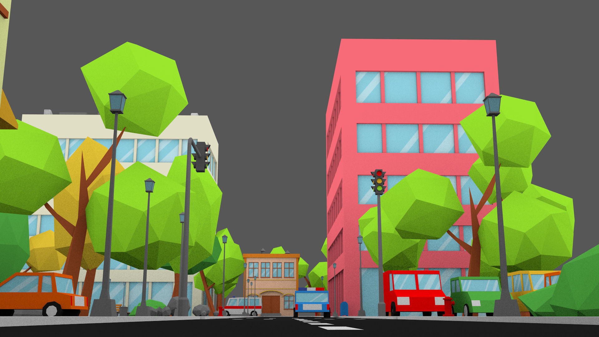 Cartoon Town pack Low-poly 3D model_24