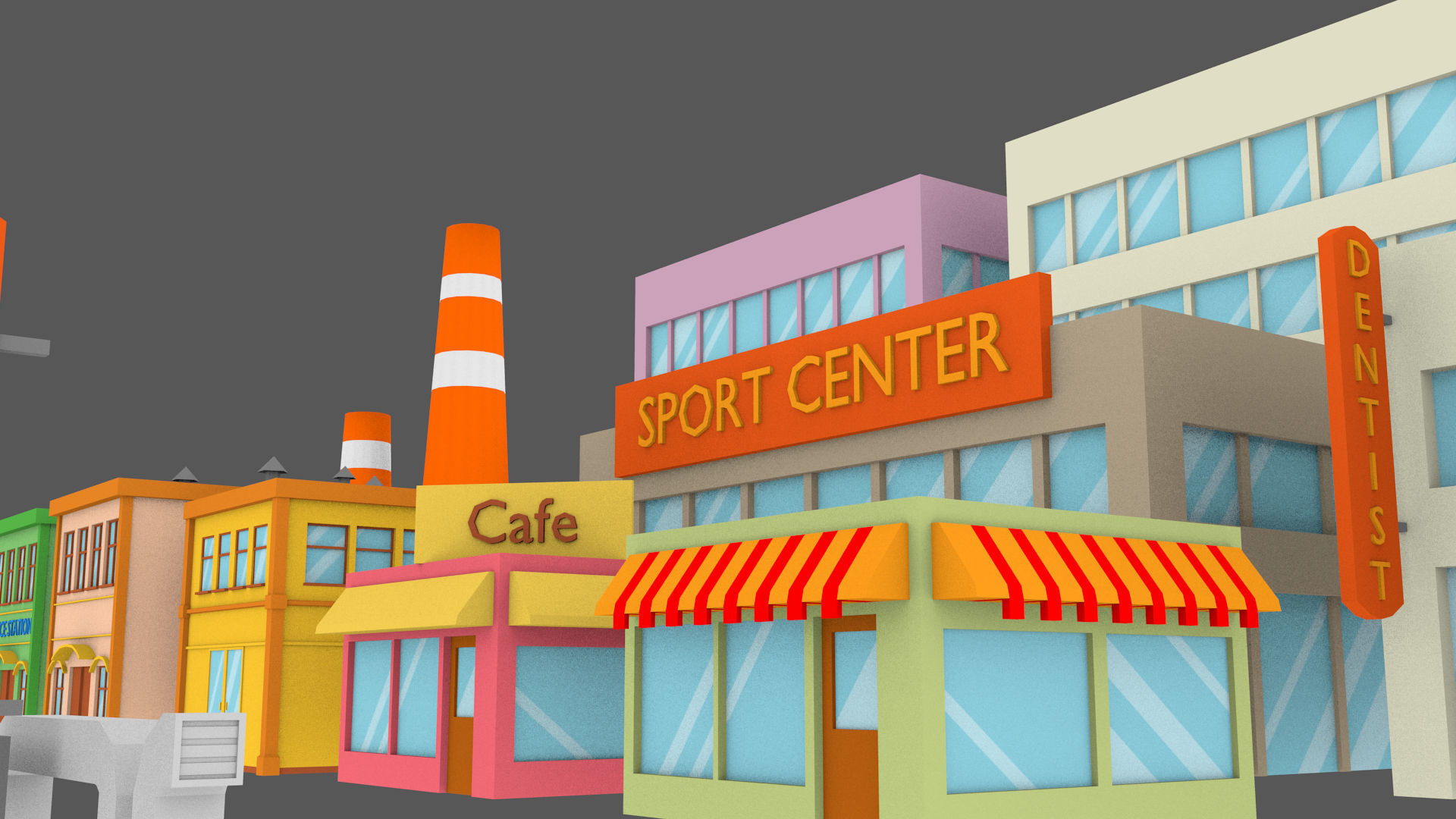 Cartoon Town pack Low-poly 3D model_28