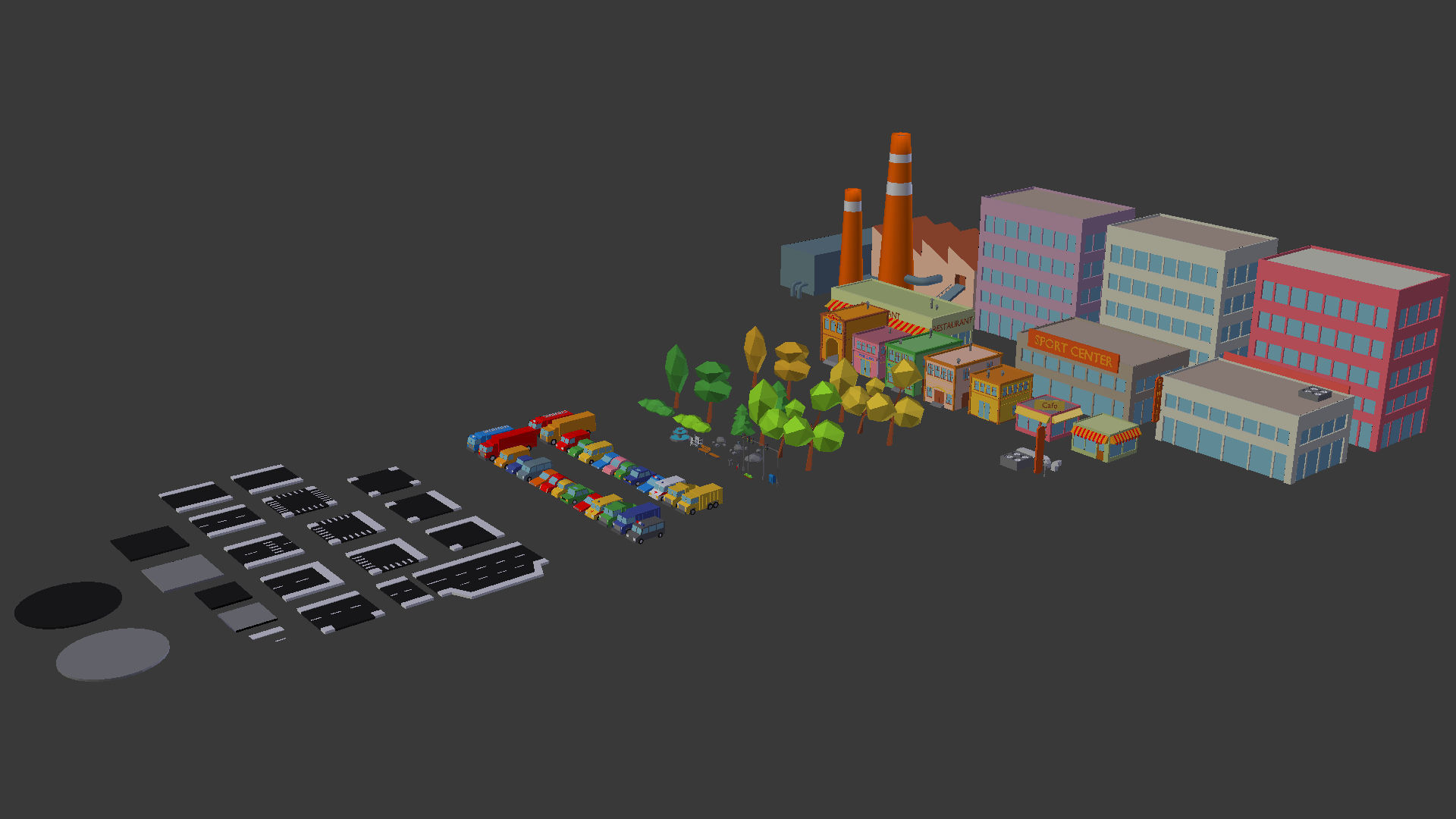 Cartoon Town pack Low-poly 3D model_32
