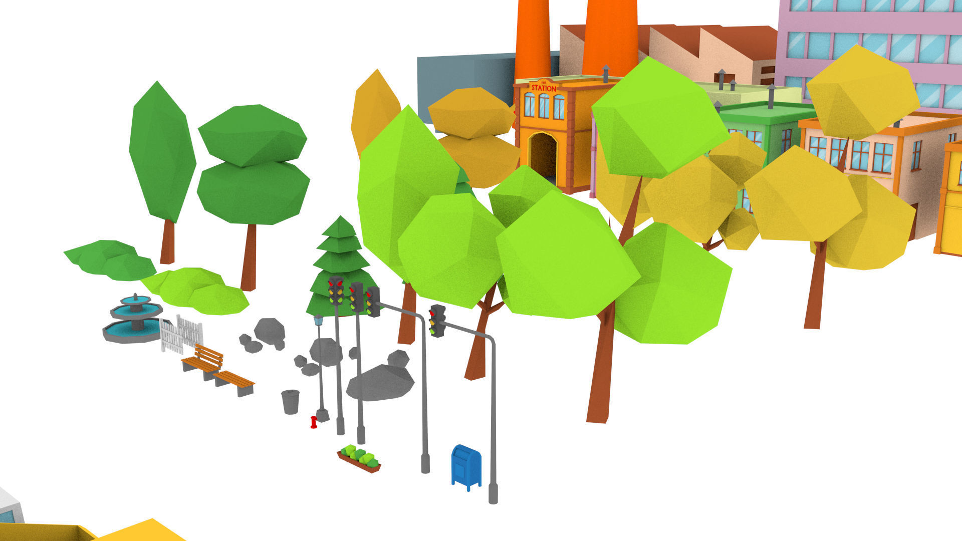 Cartoon Town pack Low-poly 3D model_25