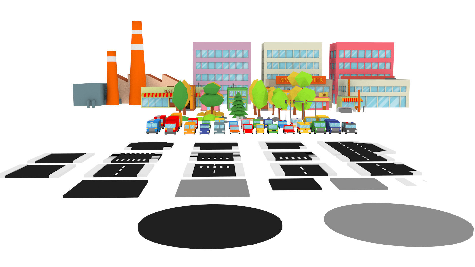 Cartoon Town pack Low-poly 3D model_33