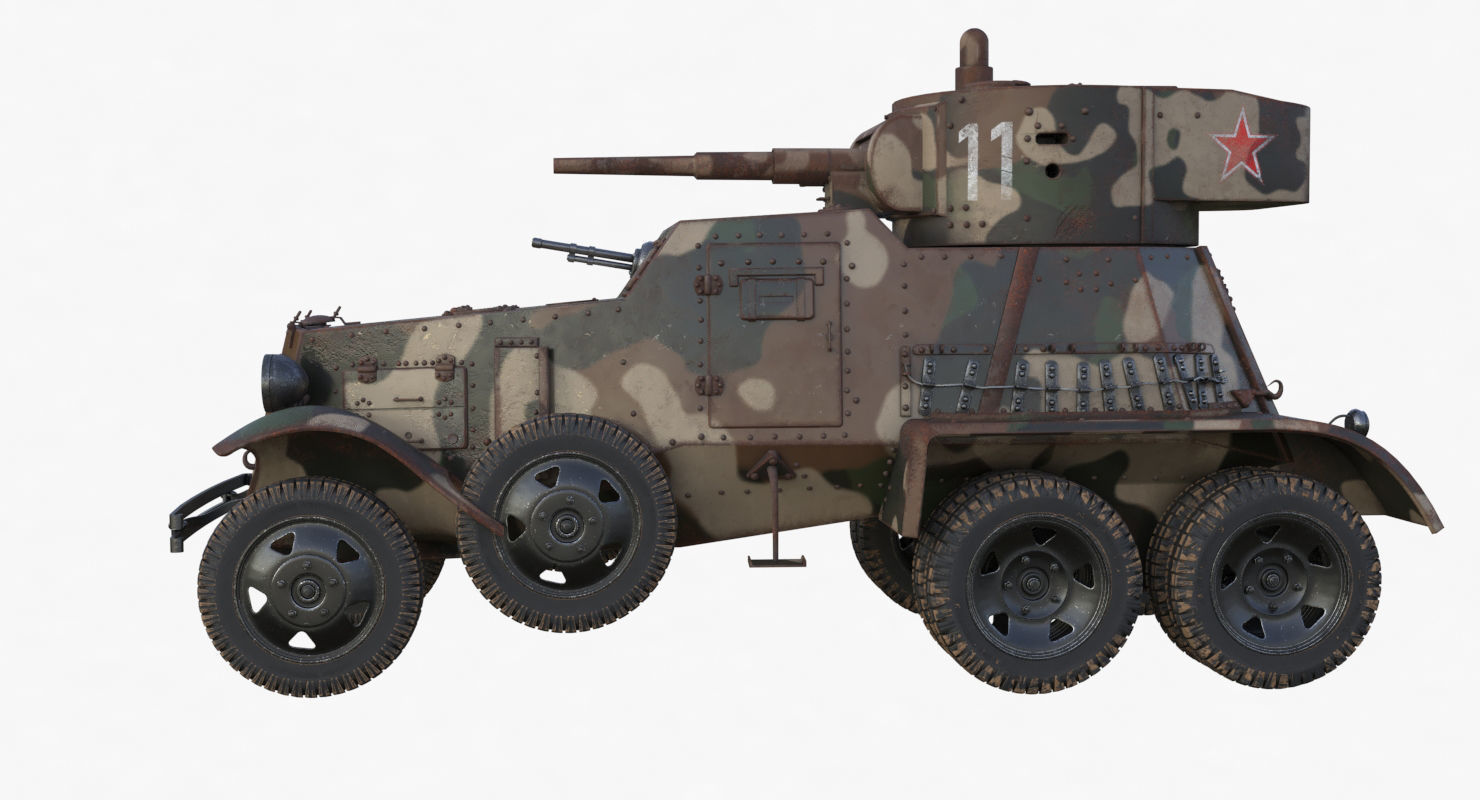 BA 6 Armored Car Camouflage Vray 3D model_62