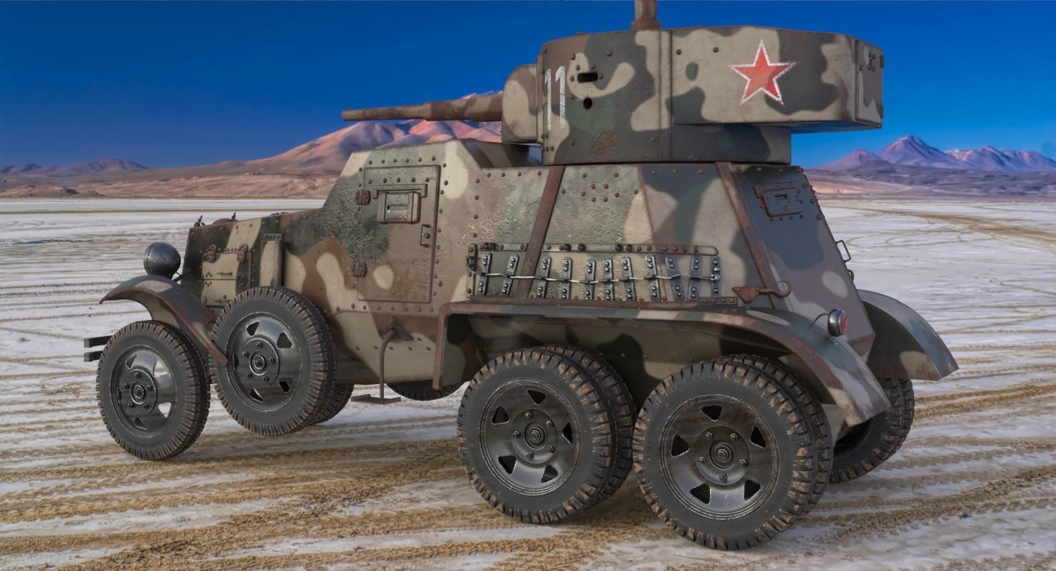 BA 6 Armored Car Camouflage Vray 3D model_3