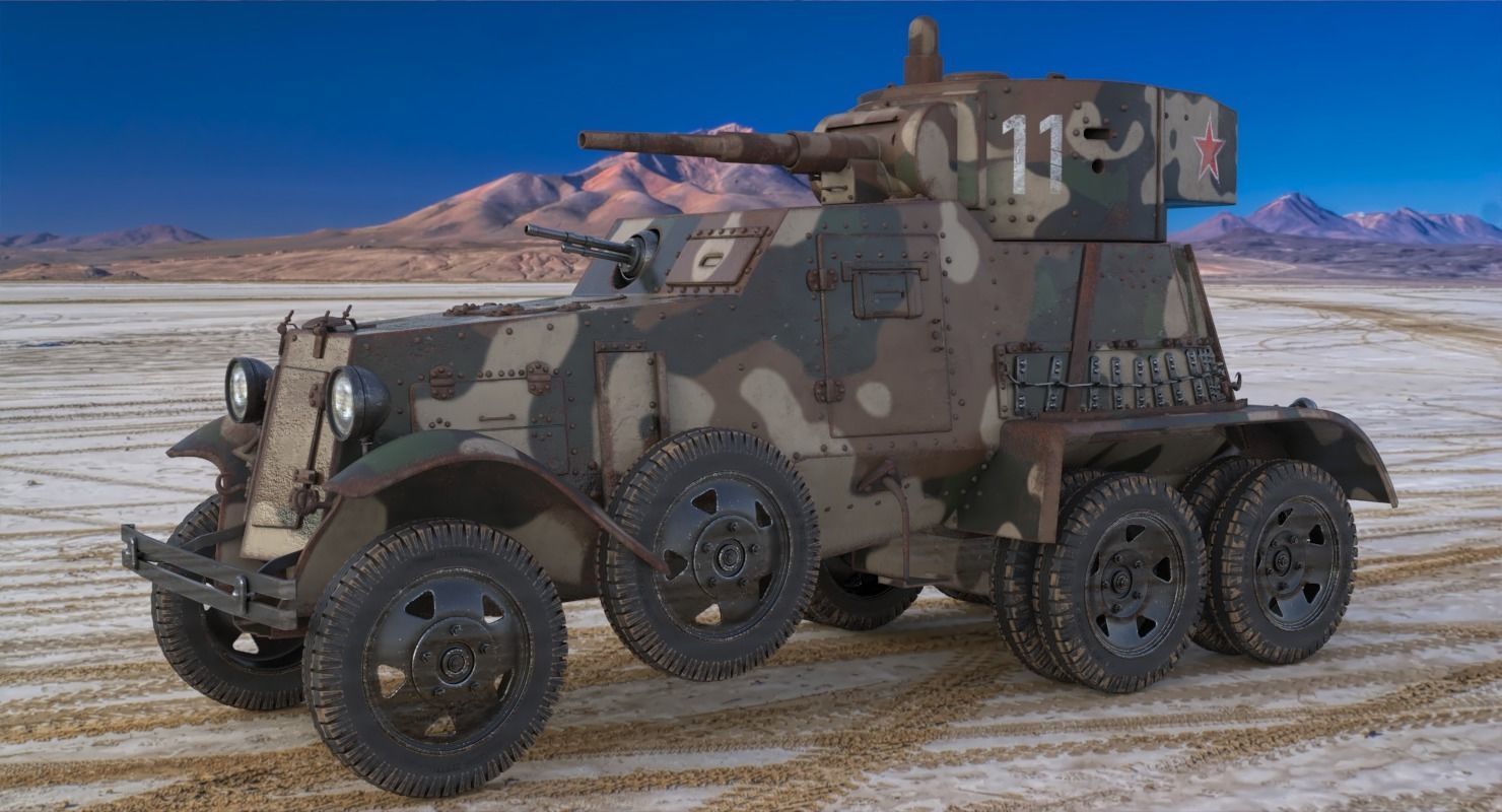 BA 6 Armored Car Camouflage Vray 3D model_1