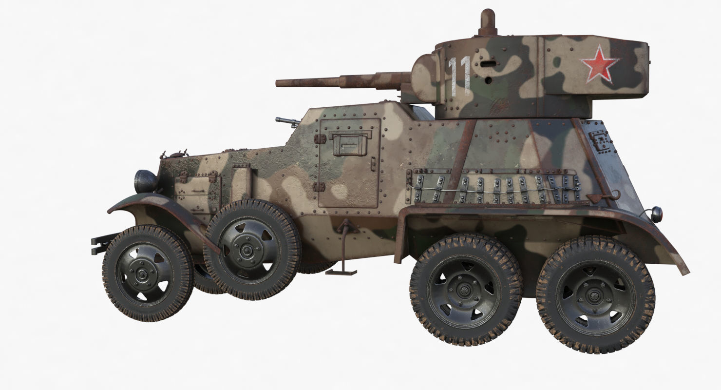 BA 6 Armored Car Camouflage Vray 3D model_60