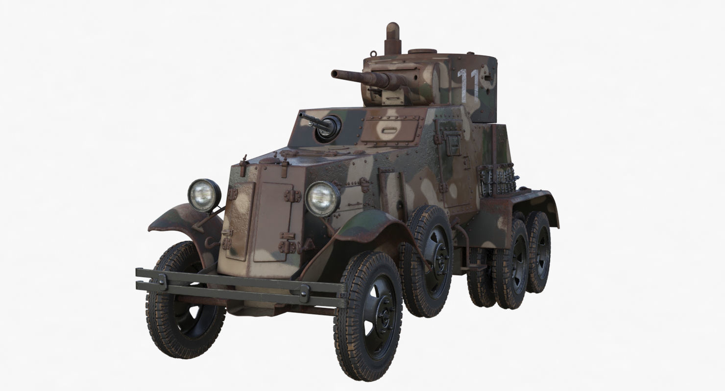 BA 6 Armored Car Camouflage Vray 3D model_32