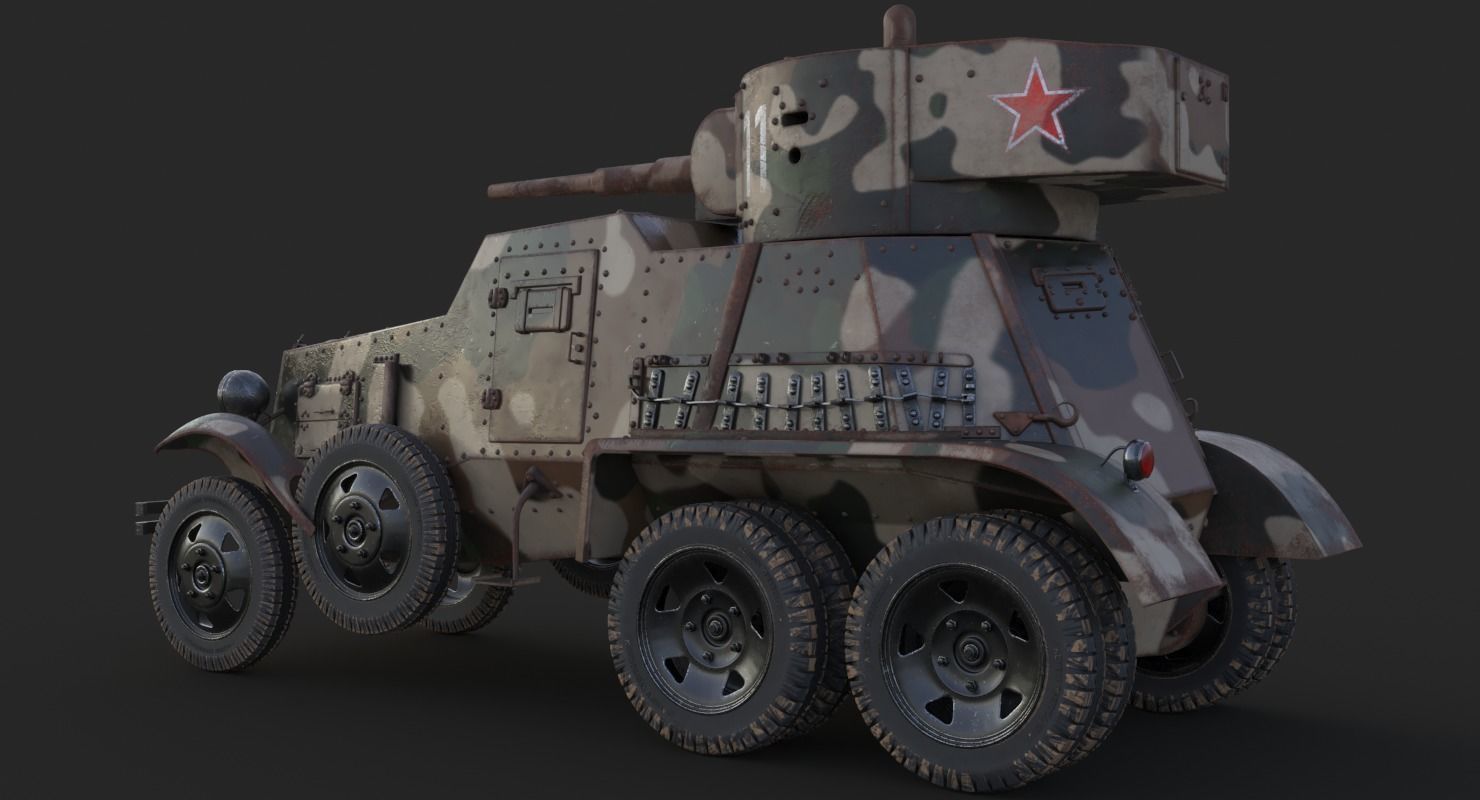 BA 6 Armored Car Camouflage Vray 3D model_9