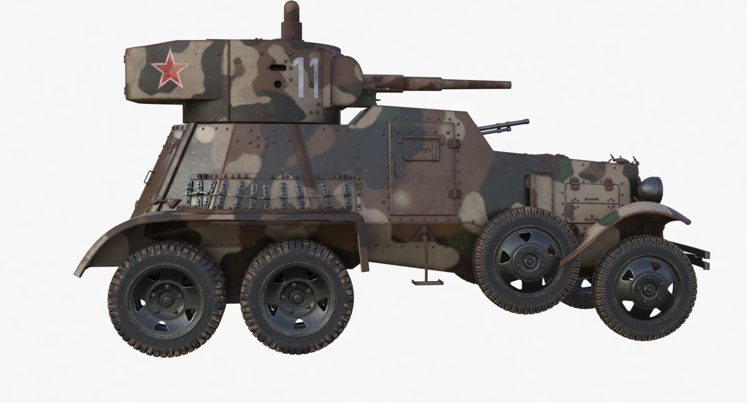 BA 6 Armored Car Camouflage Vray 3D model_44