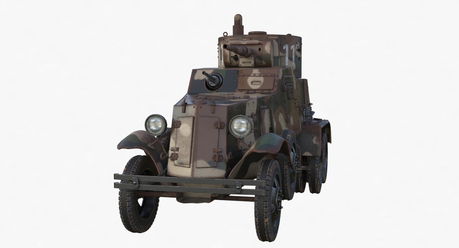BA 6 Armored Car Camouflage Vray 3D model_33