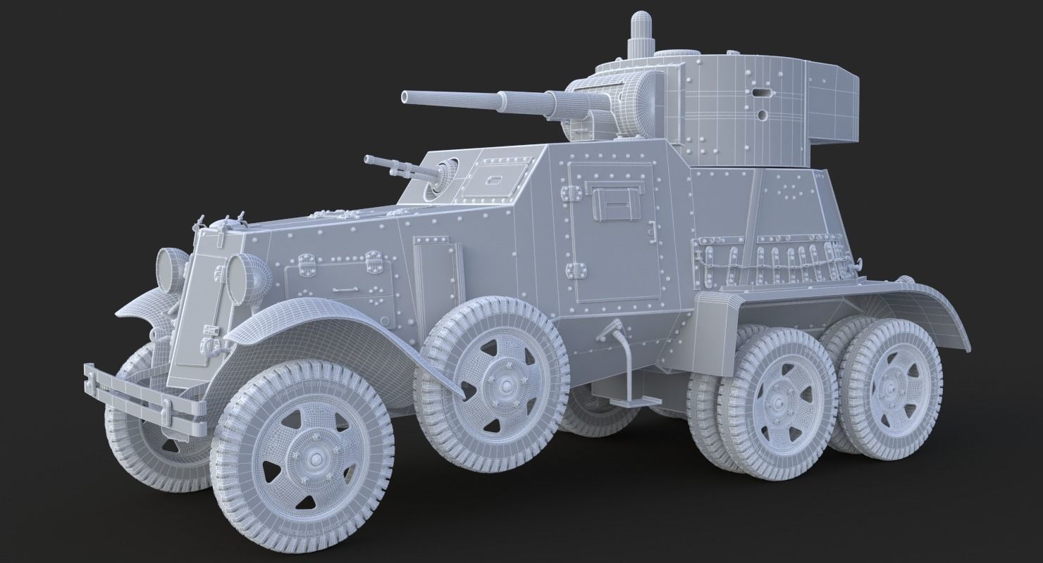 BA 6 Armored Car Camouflage Vray 3D model_23