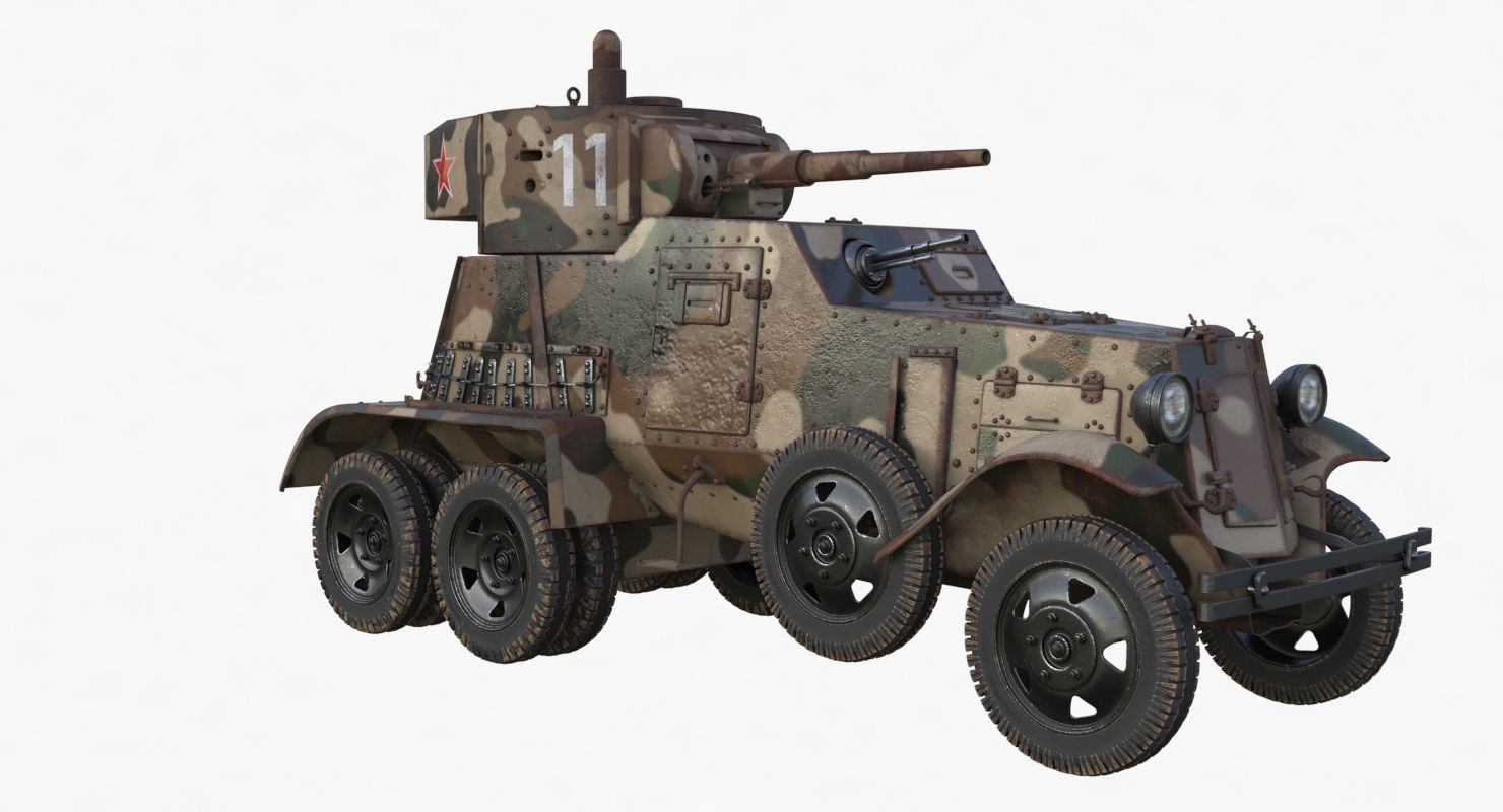 BA 6 Armored Car Camouflage Vray 3D model_39