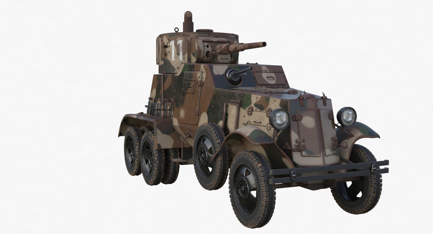 BA 6 Armored Car Camouflage Vray 3D model_37