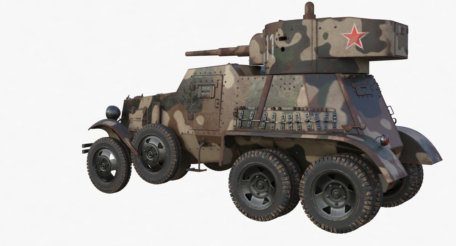 BA 6 Armored Car Camouflage Vray 3D model_58