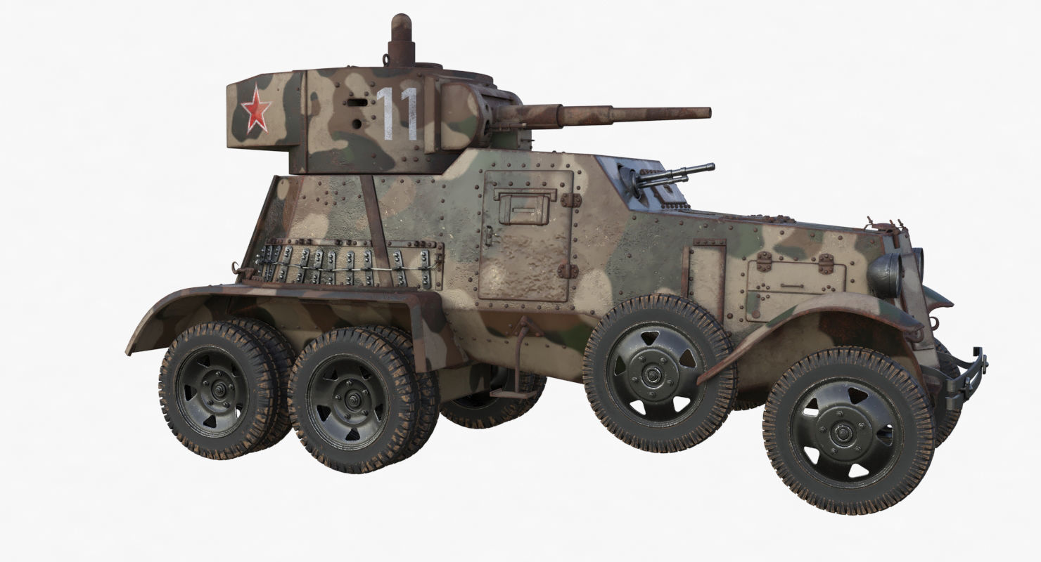 BA 6 Armored Car Camouflage Vray 3D model_41