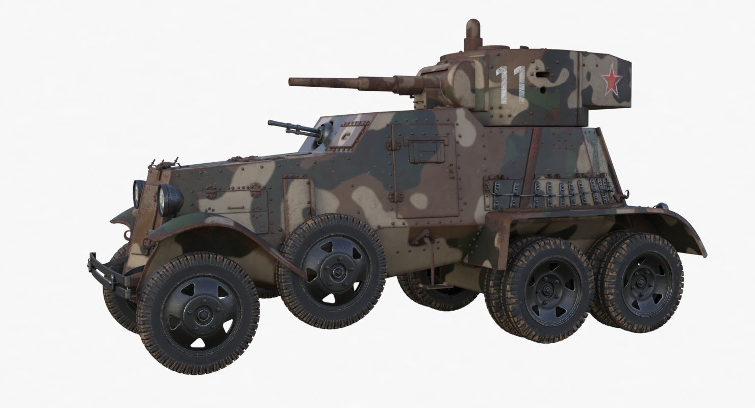 BA 6 Armored Car Camouflage Vray 3D model_64